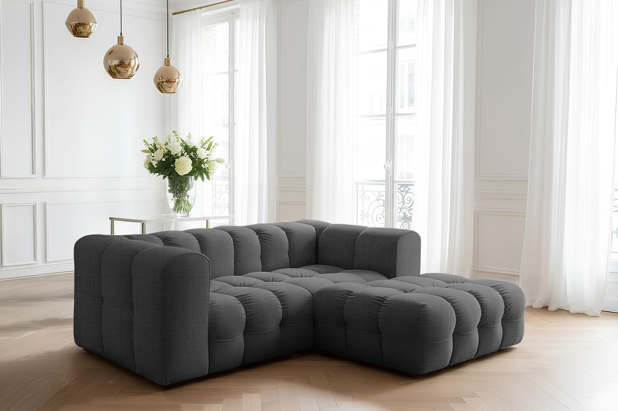 Baloo L-Form Mini Ecksofa Anthrazit Moly 97